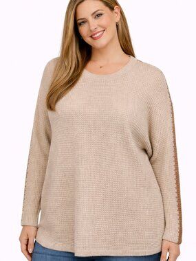 NWT - 1X sweater. Long sleeve two tone plus size sweater. Office Casual Everyday